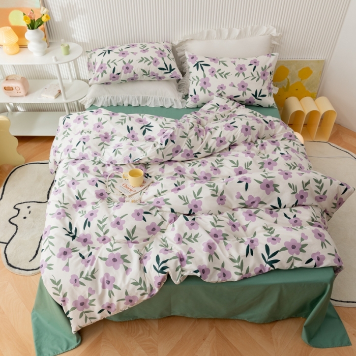 91家纺网 家纺一手货源 找家纺 曼之夏2022新款全棉13372匹马棉纯棉印花四件套 晚风