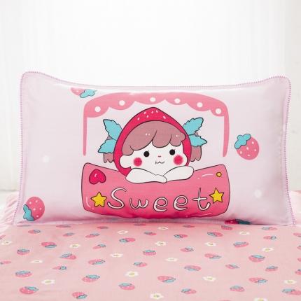 乐秀家纺 2021新款全棉枕套 草莓甜心