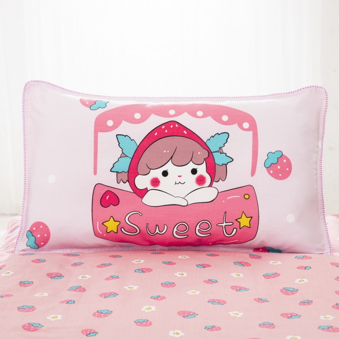 91家纺网 家纺一手货源 找家纺 乐秀家纺 2021新款全棉枕套 草莓甜心