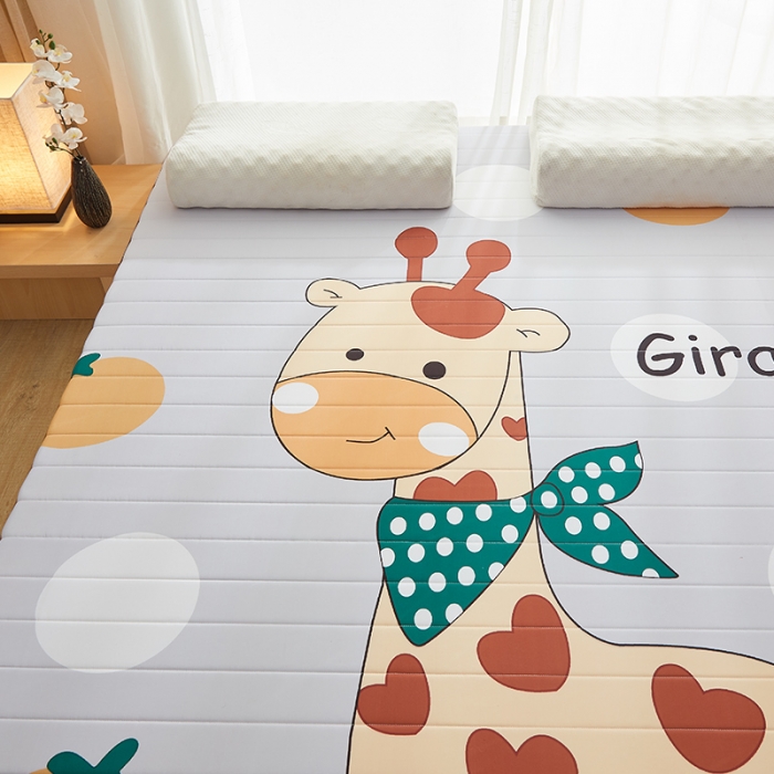 91家纺网 家纺一手货源 找家纺 2025新款大版数码印花亲肤磨毛床垫 成人版 开心小鹿