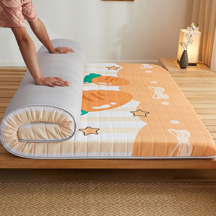 91家纺网 家纺一手货源 找家纺 2025新款大版数码印花亲肤磨毛床垫 成人版 萝卜小兔