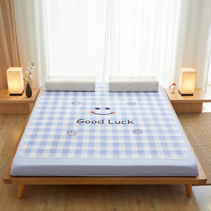 91家纺网 家纺一手货源 找家纺 2025新款大版数码印花亲肤磨毛床垫 成人版 幸运微笑