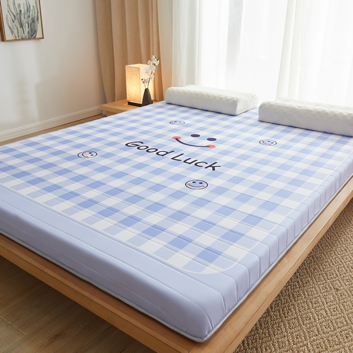 91家纺网 家纺一手货源 找家纺 2025新款大版数码印花亲肤磨毛床垫 成人版 幸运微笑