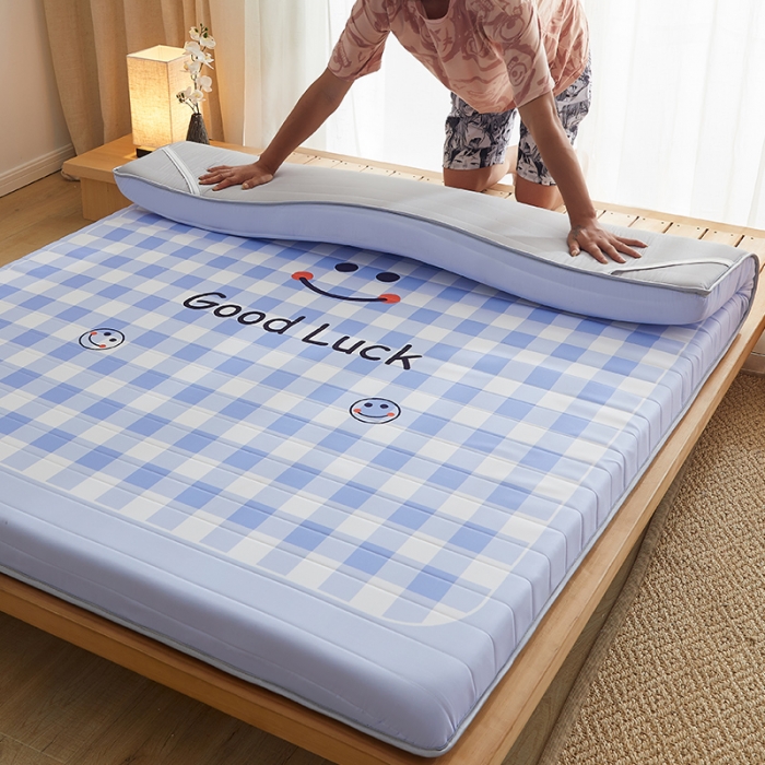 91家纺网 家纺一手货源 找家纺 2025新款大版数码印花亲肤磨毛床垫 成人版 幸运微笑