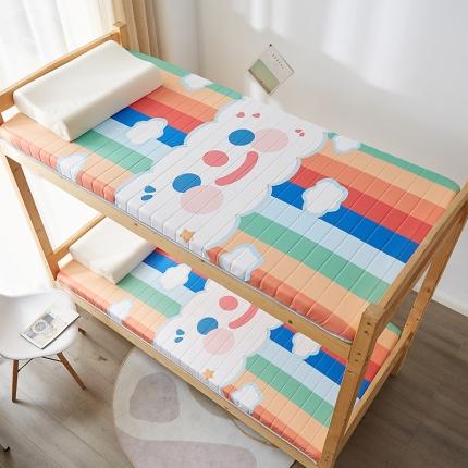 91家纺网 家纺一手货源 找家纺 2025新款大版数码印花亲肤磨毛床垫 学生版 彩虹笑脸