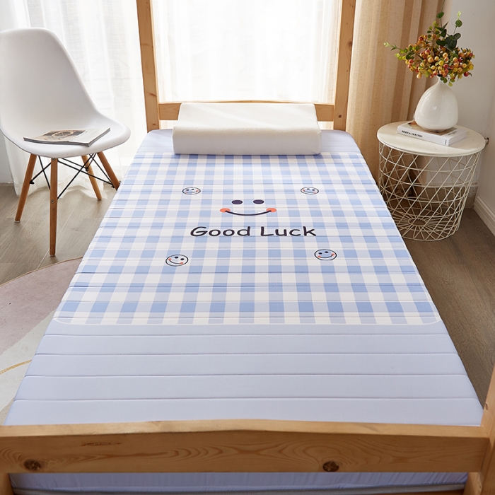 91家纺网 家纺一手货源 找家纺 2025新款大版数码印花亲肤磨毛床垫 学生版 幸运微笑