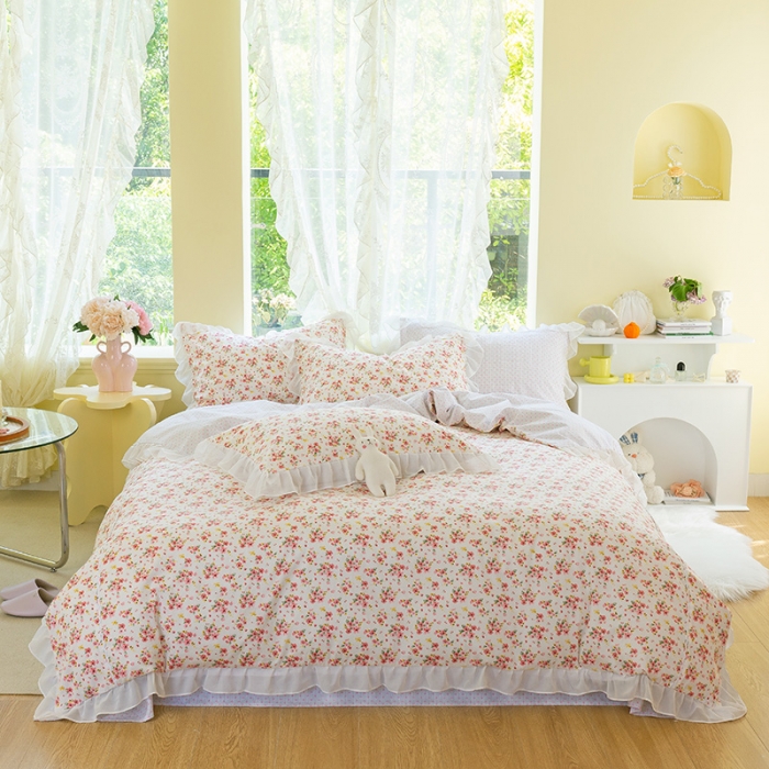 91家纺网 家纺一手货源 找家纺 千朵 2021新款全棉四件套 密语拼接款