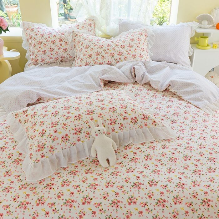 91家纺网 家纺一手货源 找家纺 千朵 2021新款全棉四件套 密语拼接款