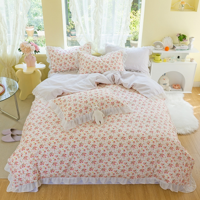 91家纺网 家纺一手货源 找家纺 千朵 2021新款全棉四件套 密语拼接款