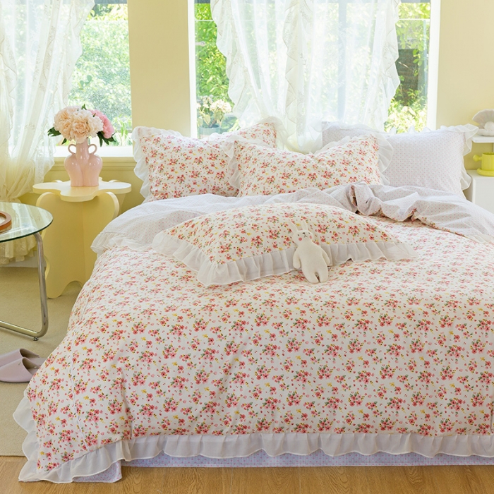 91家纺网 家纺一手货源 找家纺 千朵 2021新款全棉四件套 密语拼接款