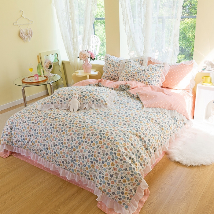 91家纺网 家纺一手货源 找家纺 千朵 2021新款全棉四件套 云兮拼接款