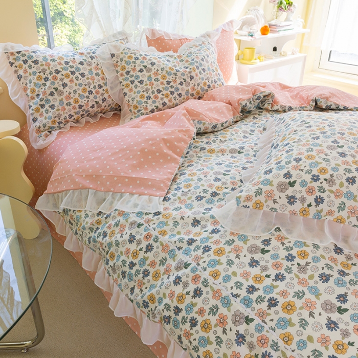 91家纺网 家纺一手货源 找家纺 千朵 2021新款全棉四件套 云兮拼接款