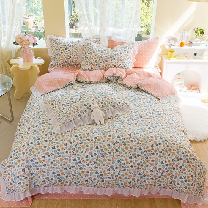 91家纺网 家纺一手货源 找家纺 千朵 2021新款全棉四件套 云兮拼接款