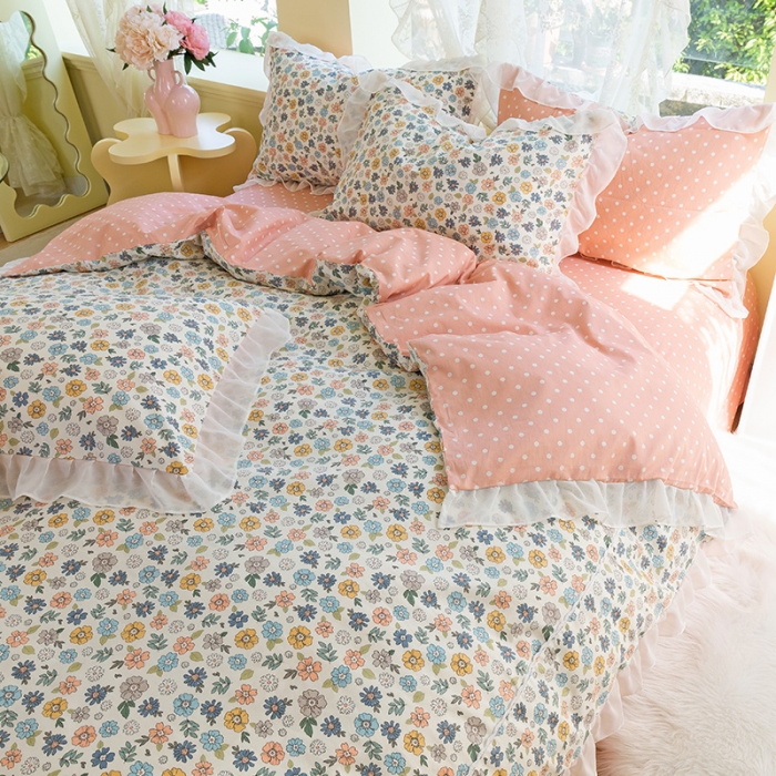 91家纺网 家纺一手货源 找家纺 千朵 2021新款全棉四件套 云兮拼接款