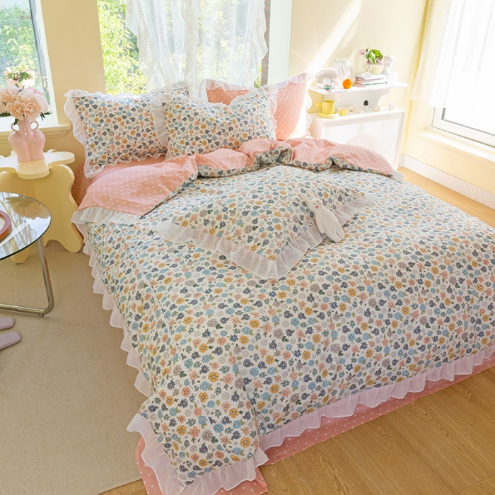 91家纺网 家纺一手货源 找家纺 千朵 2021新款全棉四件套 云兮拼接款