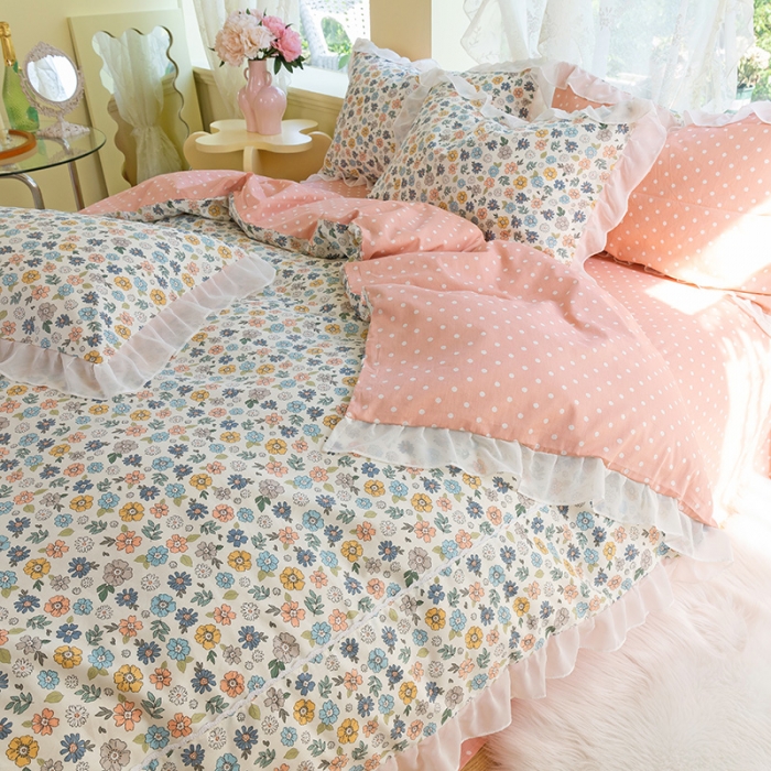 91家纺网 家纺一手货源 找家纺 千朵 2021新款全棉四件套 云兮拼接款