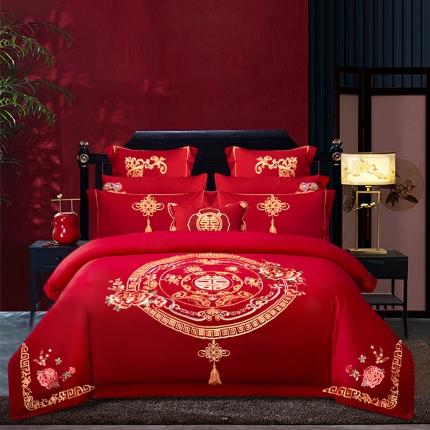 91家纺网 家纺一手货源 找家纺 （总）甜咪咪 2021新款大红婚庆磨毛系列四件套