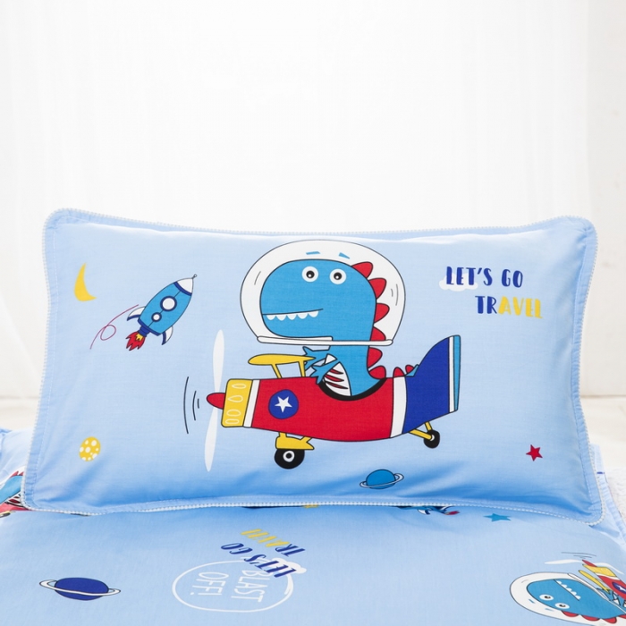 91家纺网 家纺一手货源 找家纺 乐秀 40S全棉13372幼儿园三件套六件套 飞行恐龙