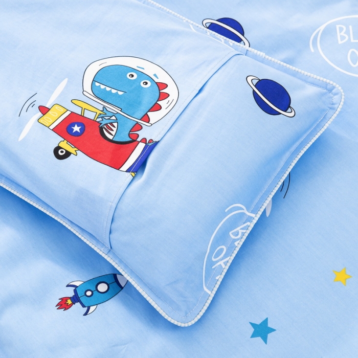 91家纺网 家纺一手货源 找家纺 乐秀 40S全棉13372幼儿园三件套六件套 飞行恐龙