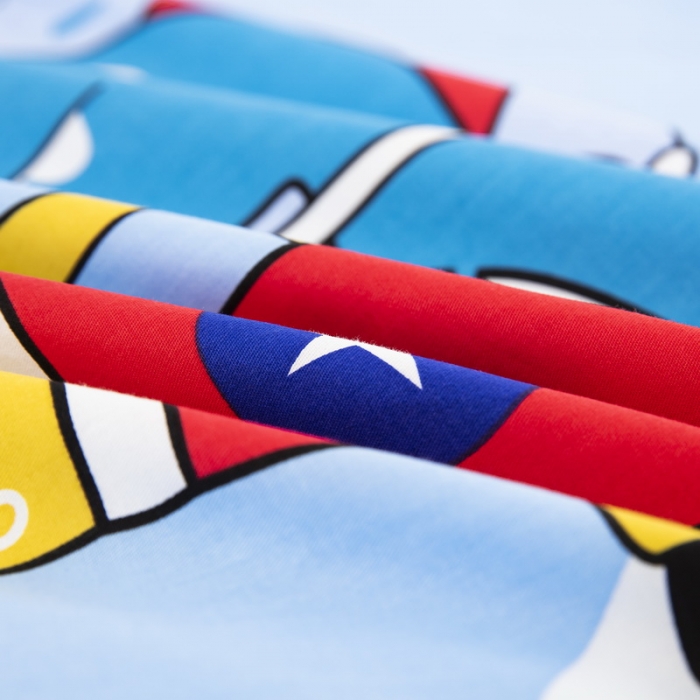 91家纺网 家纺一手货源 找家纺 乐秀 40S全棉13372幼儿园三件套六件套 飞行恐龙