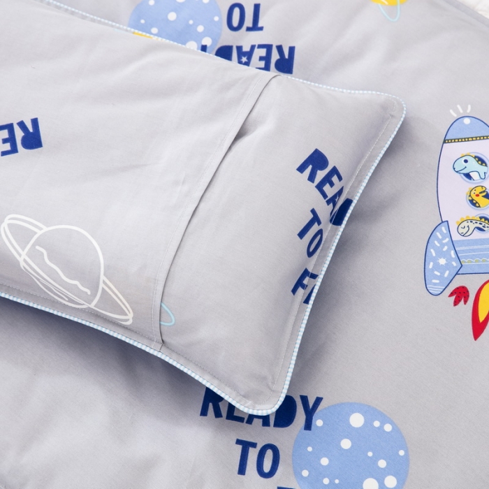 91家纺网 家纺一手货源 找家纺 乐秀 40S全棉13372幼儿园三件套六件套 太空恐龙