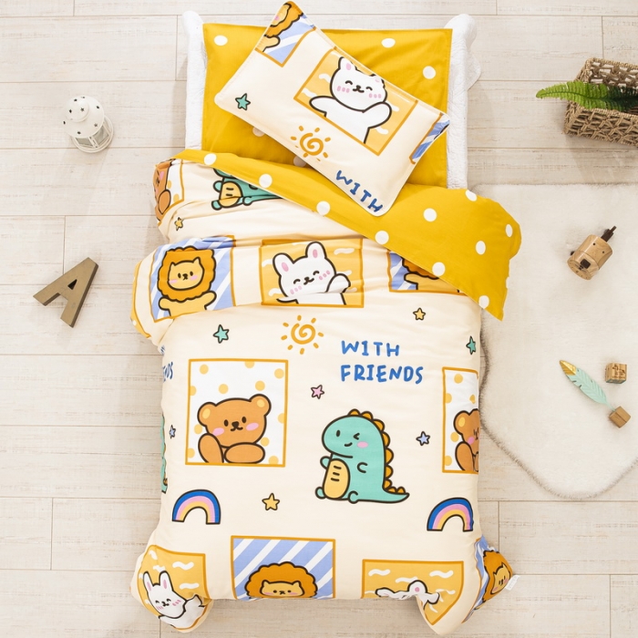 91家纺网 家纺一手货源 找家纺 乐秀 40S全棉13372幼儿园三件套六件套 幸运宝贝