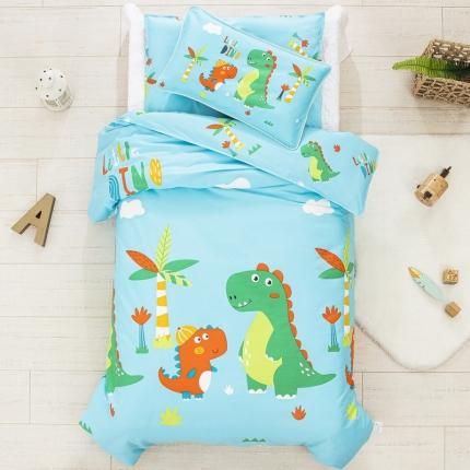 91家纺网 家纺一手货源 找家纺 乐秀 40S全棉13372幼儿园三件套六件套 椰树恐龙