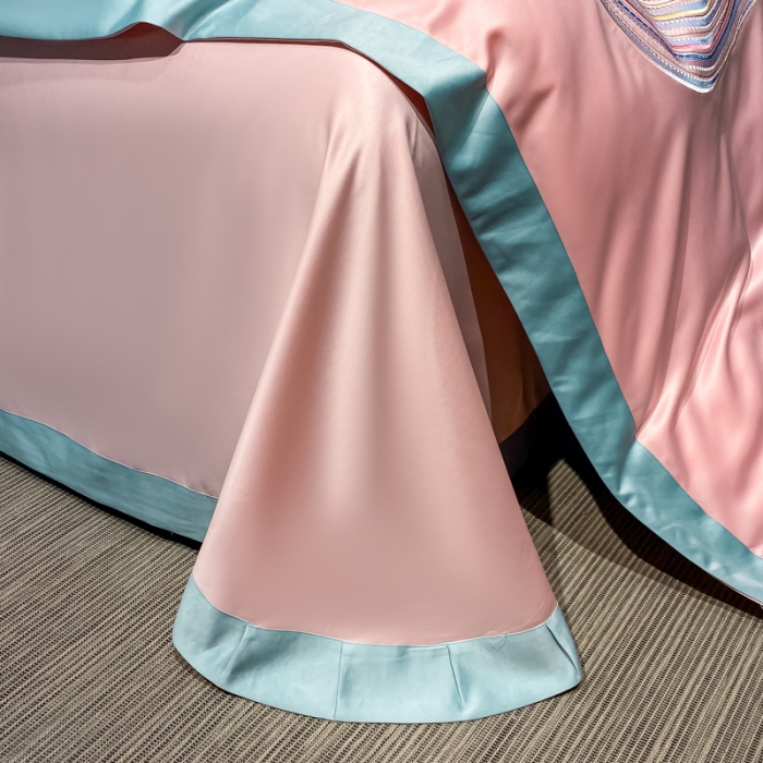 91家纺网 家纺一手货源 找家纺 宅家居 2021新款米莱系列臻品水洗真丝四件套 烟粉