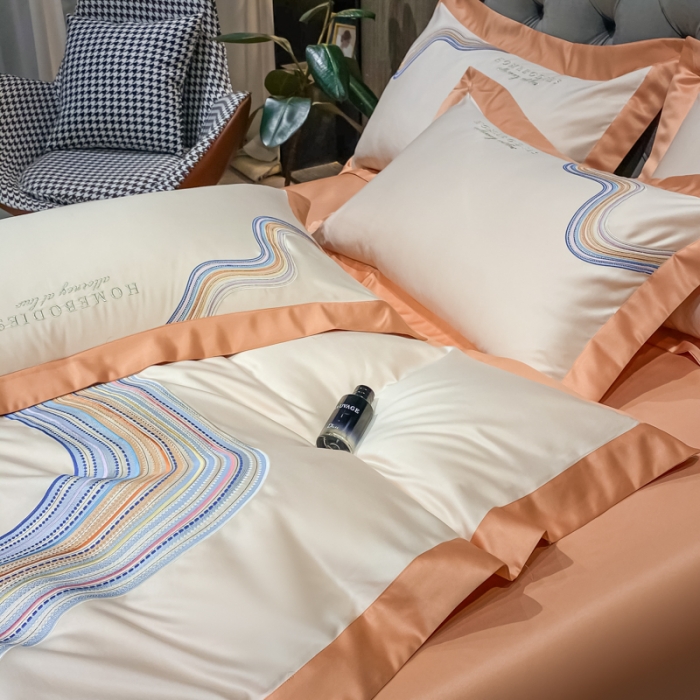 91家纺网 家纺一手货源 找家纺 宅家居 2021新款米莱系列臻品水洗真丝四件套 奶油黄