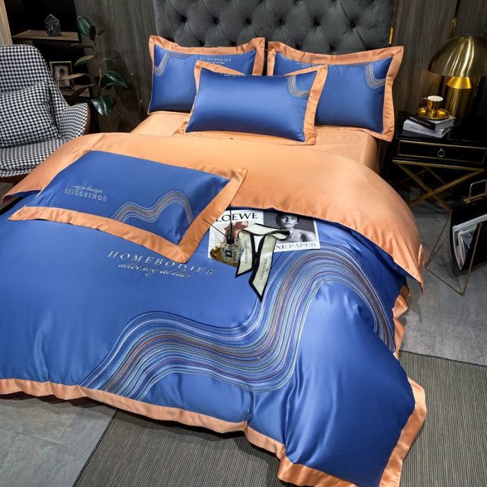 91家纺网 家纺一手货源 找家纺 宅家居 2021新款米莱系列臻品水洗真丝四件套 宝石蓝