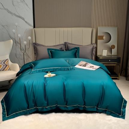 榻尚家居2021新款长绒棉简约轻奢四件套 魅-孔雀蓝