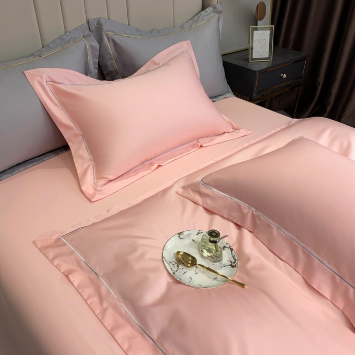 91家纺网 家纺一手货源 找家纺 榻尚家居2021新款长绒棉简约轻奢四件套 魅-玫瑰粉