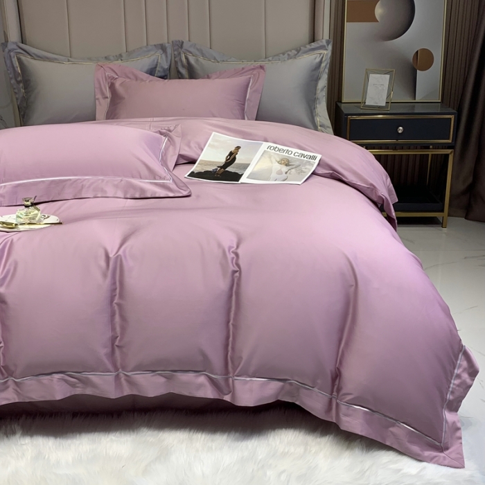 91家纺网 家纺一手货源 找家纺 榻尚家居2021新款长绒棉简约轻奢四件套 魅-优雅紫