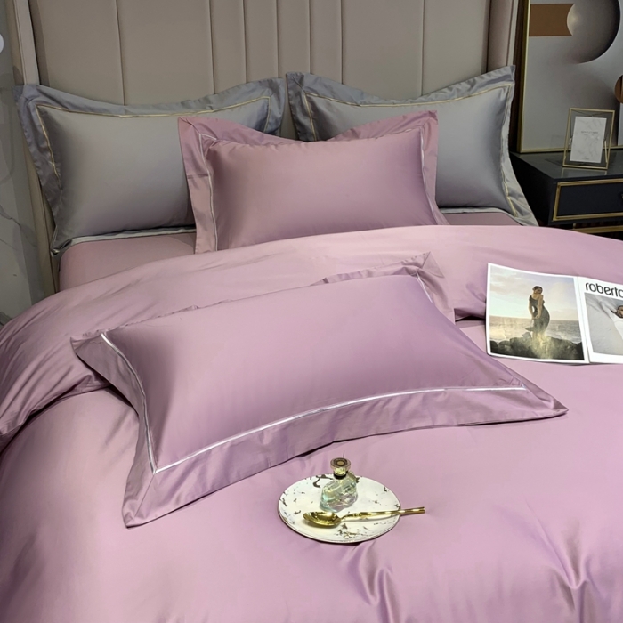 91家纺网 家纺一手货源 找家纺 榻尚家居2021新款长绒棉简约轻奢四件套 魅-优雅紫