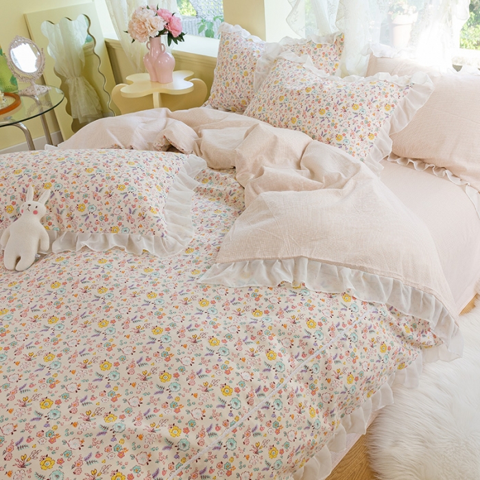 91家纺网 家纺一手货源 找家纺 千朵 2021新款全棉四件套 元气拼接款