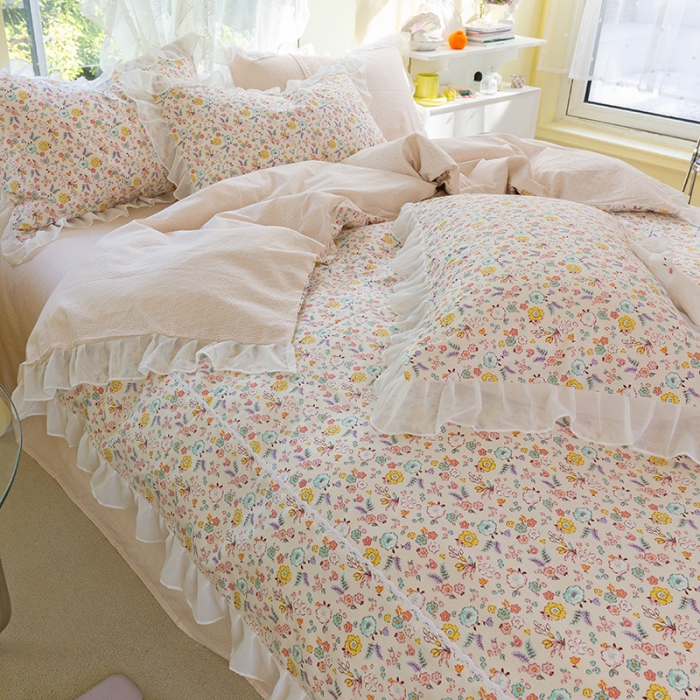 91家纺网 家纺一手货源 找家纺 千朵 2021新款全棉四件套 元气拼接款