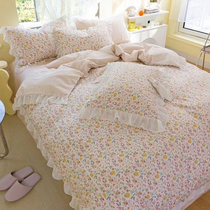 91家纺网 家纺一手货源 找家纺 千朵 2021新款全棉四件套 元气拼接款