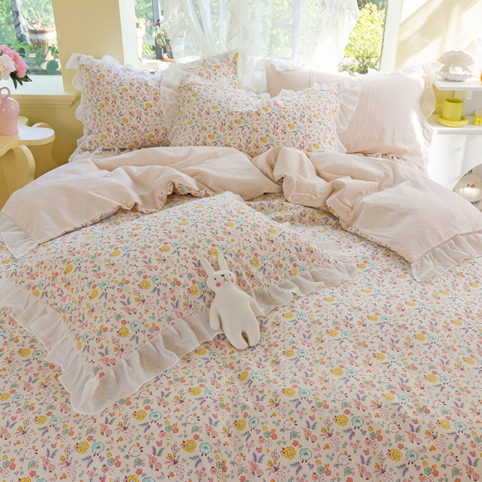 91家纺网 家纺一手货源 找家纺 千朵 2021新款全棉四件套 元气拼接款