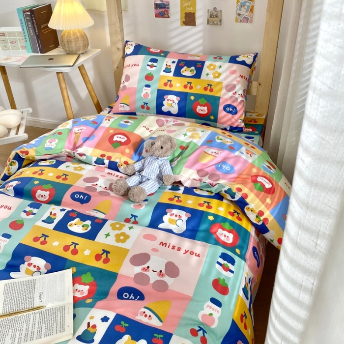 91家纺网 家纺一手货源 找家纺 金丝鸟2021新款全棉活性13372学生三件套 miss 汪