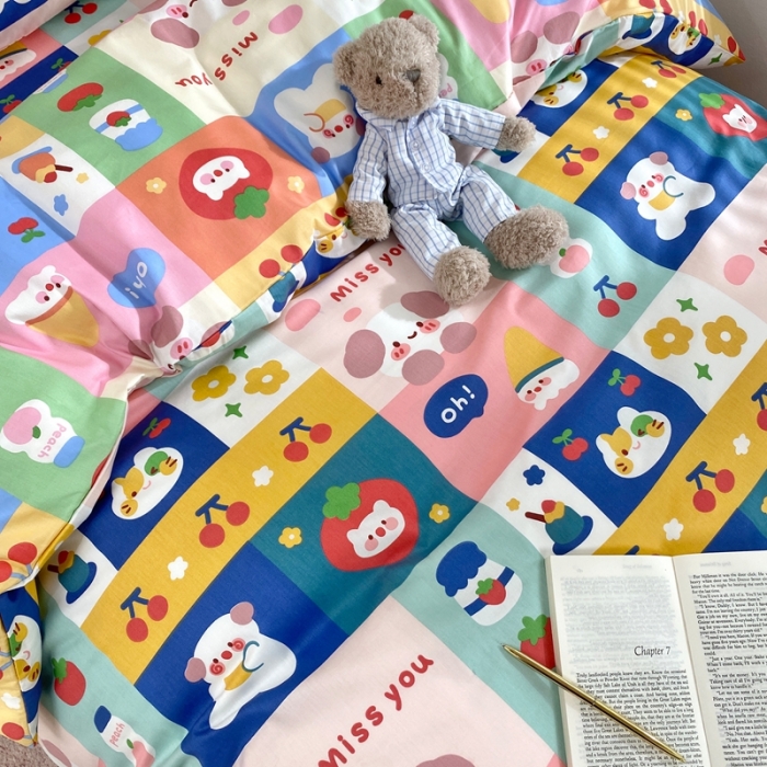 91家纺网 家纺一手货源 找家纺 金丝鸟2021新款全棉活性13372学生三件套 miss 汪