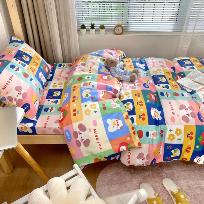 91家纺网 家纺一手货源 找家纺 金丝鸟2021新款全棉活性13372学生三件套 miss 汪