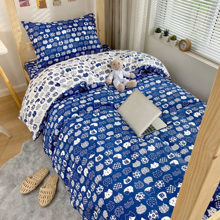 91家纺网 家纺一手货源 找家纺 金丝鸟 2021新款全棉活性13372学生三件套 喵星人