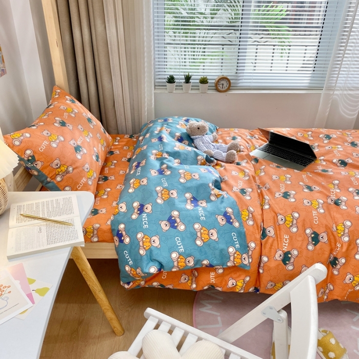 91家纺网 家纺一手货源 找家纺 金丝鸟 2021新款全棉活性13372学生三件套 小美好