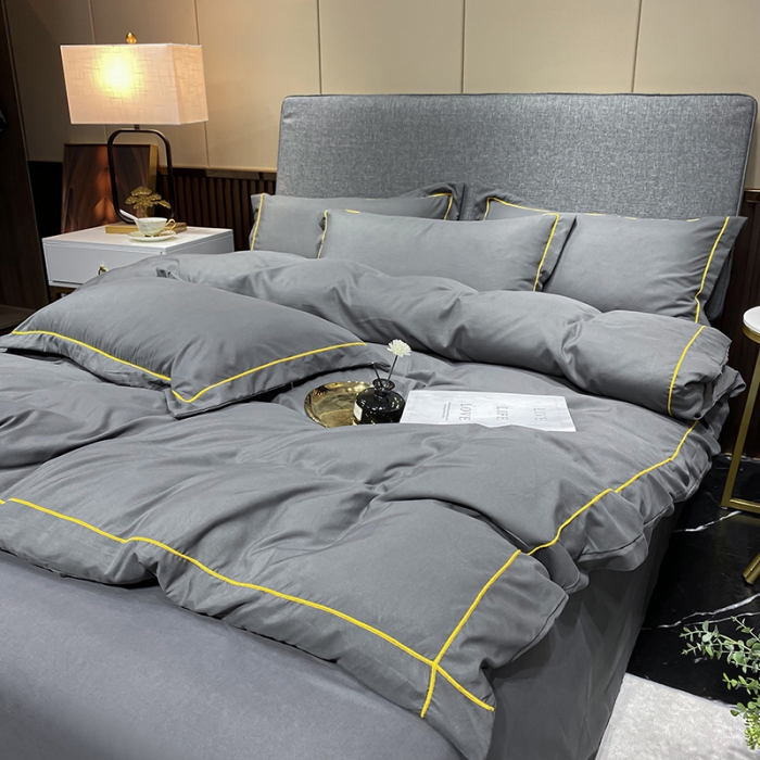 91家纺网 家纺一手货源 找家纺 曼谷 新款伊系列刺绣四件套 伊-深灰