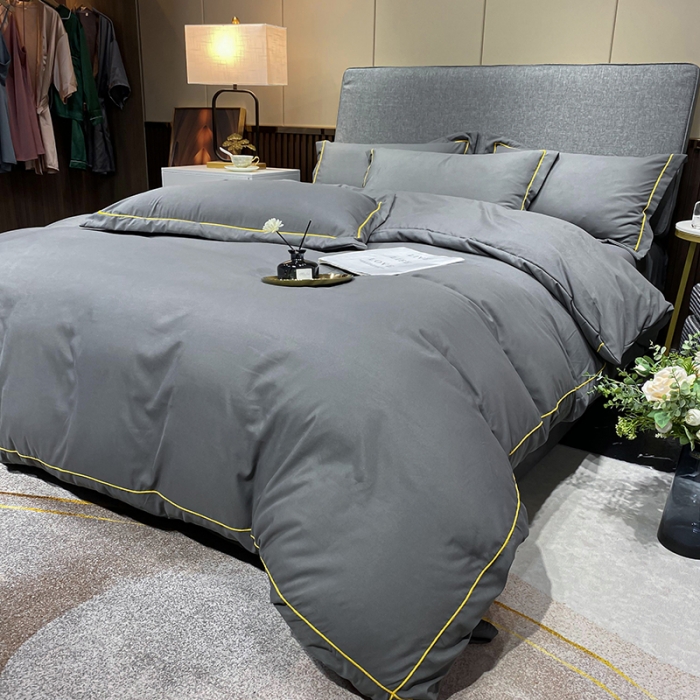 91家纺网 家纺一手货源 找家纺 曼谷 新款伊系列刺绣四件套 伊-深灰