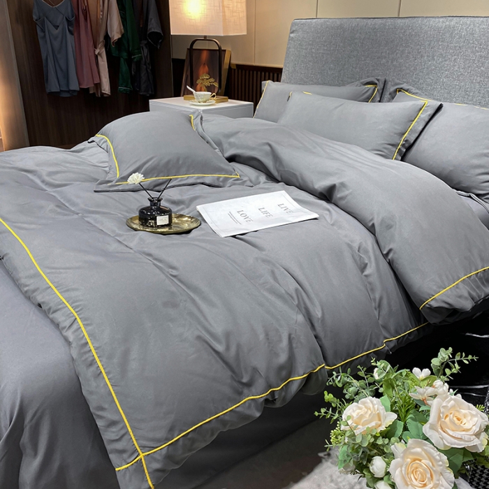 91家纺网 家纺一手货源 找家纺 曼谷 新款伊系列刺绣四件套 伊-深灰