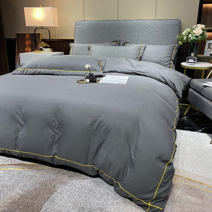 91家纺网 家纺一手货源 找家纺 曼谷 新款伊系列刺绣四件套 伊-深灰