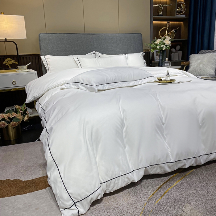 91家纺网 家纺一手货源 找家纺 曼谷 新款伊系列刺绣四件套 伊-白色