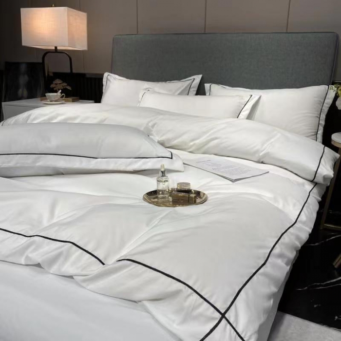 91家纺网 家纺一手货源 找家纺 曼谷 新款伊系列刺绣四件套 伊-白色