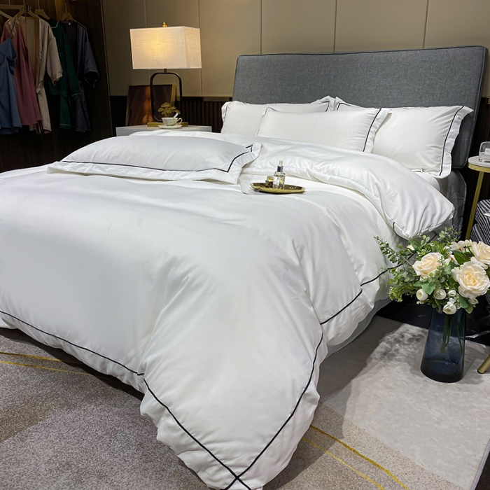 91家纺网 家纺一手货源 找家纺 曼谷 新款伊系列刺绣四件套 伊-白色